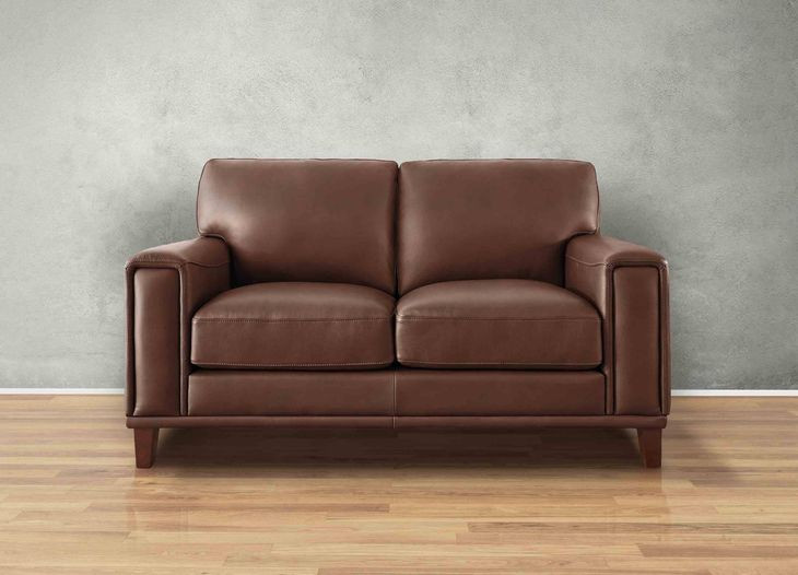 Halwyn Pecan Leather 65" Loveseat