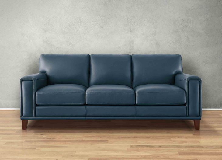 Halwyn Navy Leather Living Room Set