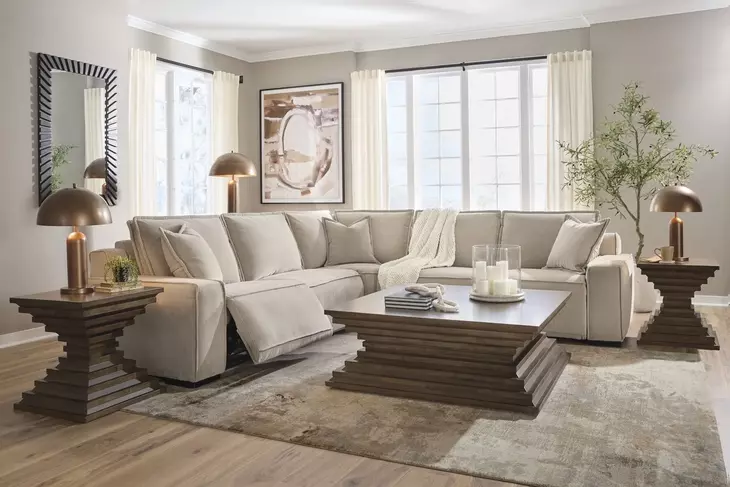 Carceri Cashmere Performance Fabric 5 Piece Modular Power Reclining Sectional with USB Charging and Armless Power Recliner