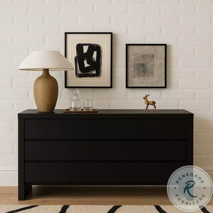 Flo Black 6 Drawer Dresser