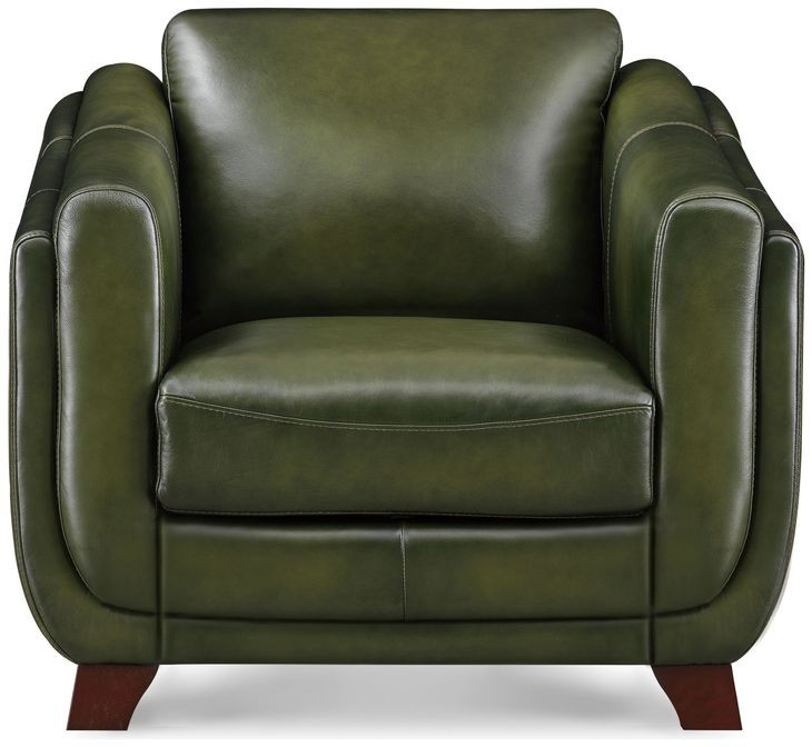 Godfrey Forrest Green Leather Upholstered Lounge Chair