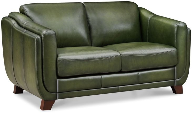 Godfrey Forrest Green Leather 64" Loveseat