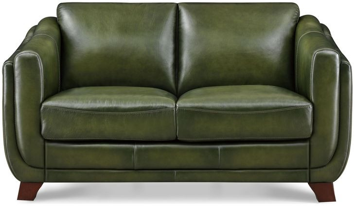 Godfrey Forrest Green Leather 64" Loveseat