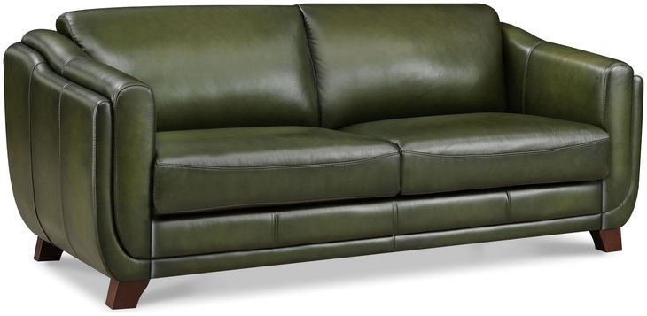 Godfrey Forrest Green Leather 84" Sofa