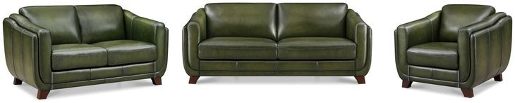 Godfrey Forrest Green Leather Living Room Set