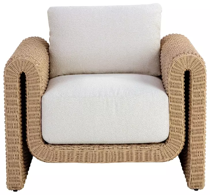 Ravina Louis Cream Performance Fabric Upholstered Outdoor Arm Chair