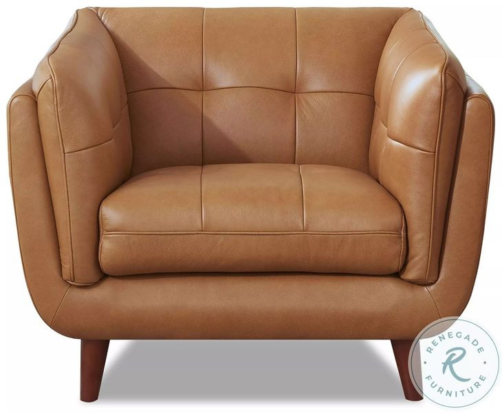 Sorella Cinnamon Brown Leather Upholstered Accent Chair