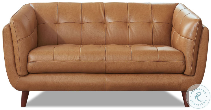 Sorella Cinnamon Brown Top Grain Leather Loveseat