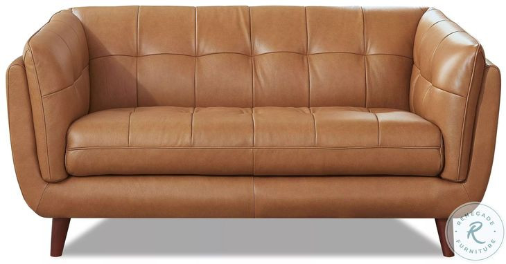 Sorella Cinnamon Brown Leather 70" Loveseat