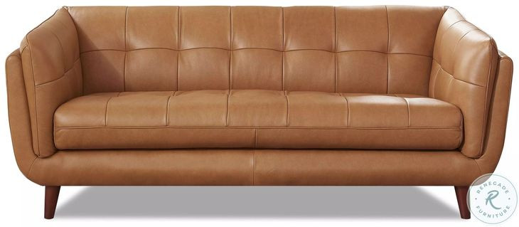 Sorella Cinnamon Brown Leather 84" Sofa