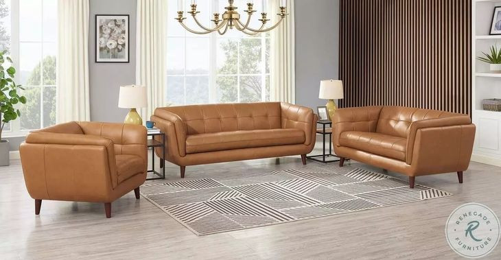 Sorella Cinnamon Brown Leather 84" Sofa