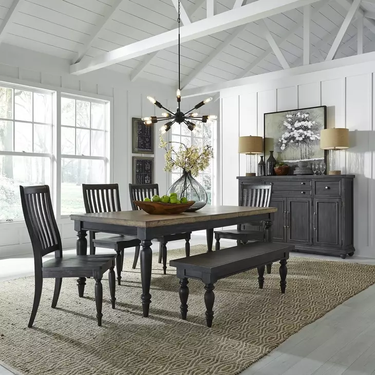 Homestead Living Chalkboard and Brown 6 Piece Extendable Rectangular Dining Set