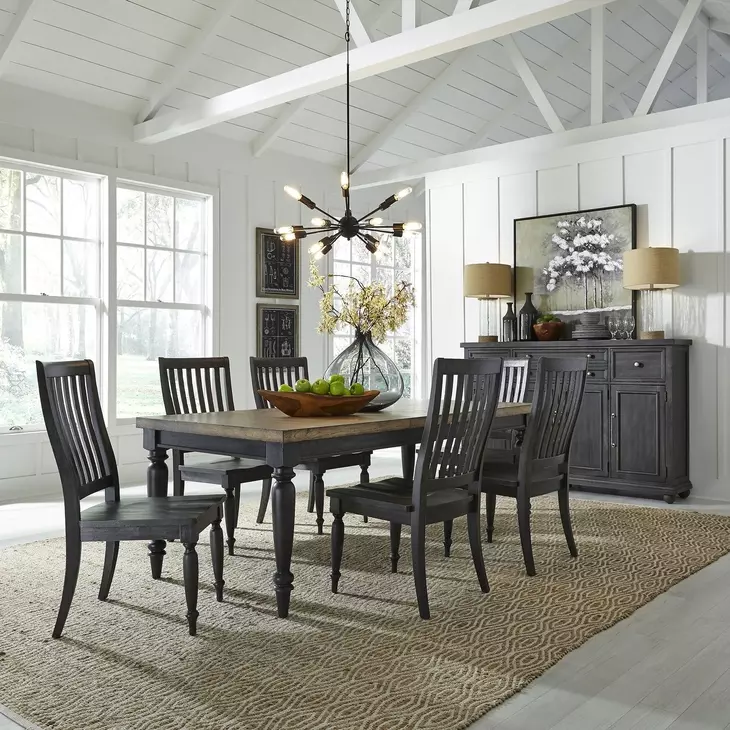 Homestead Living Chalkboard and Brown 7 Piece Extendable Rectangular Dining Set
