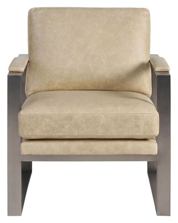 Corbin Nehir Sand Leather Upholstered Accent Chair