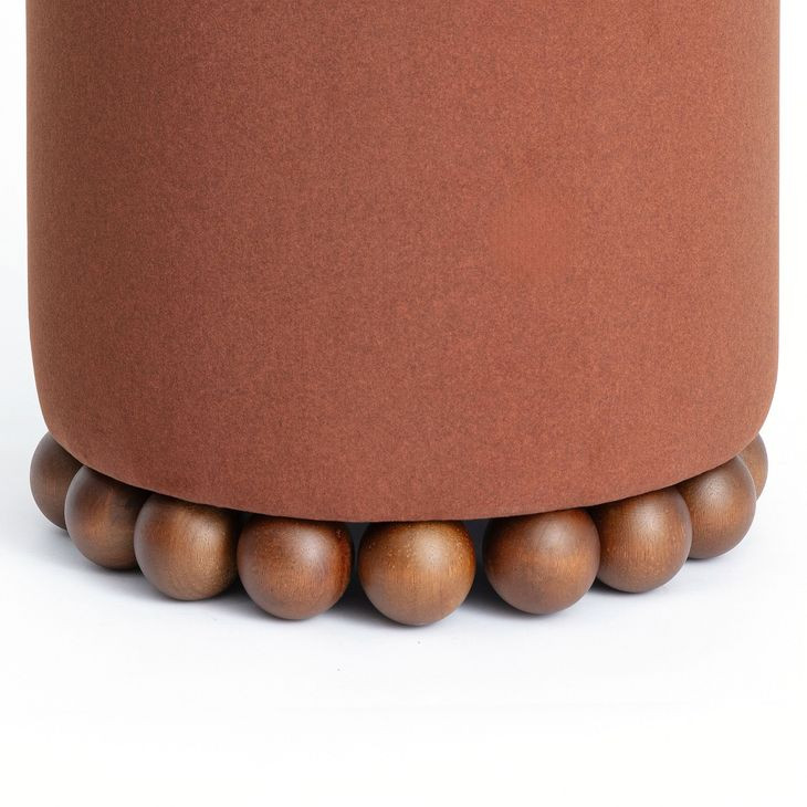 Dex Bronze Performance Vegan Mohair Upholstered Round Ottoman