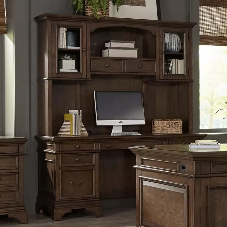 Hartshill Burnished Oak Credenza With Hutch