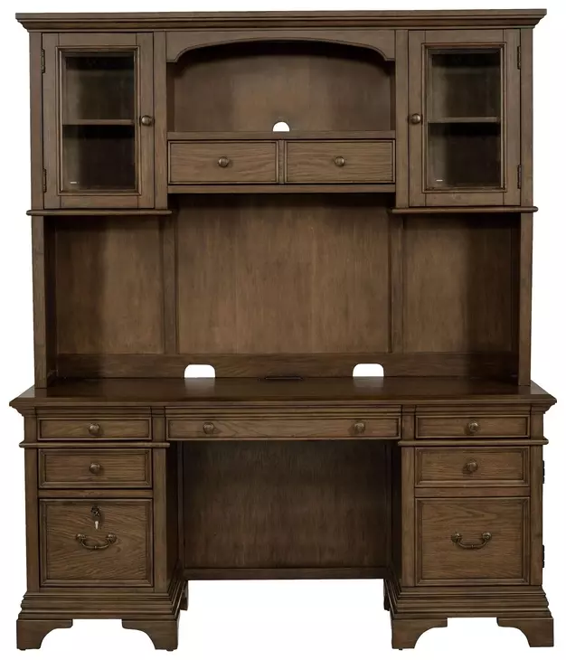Hartshill Burnished Oak Credenza With Hutch