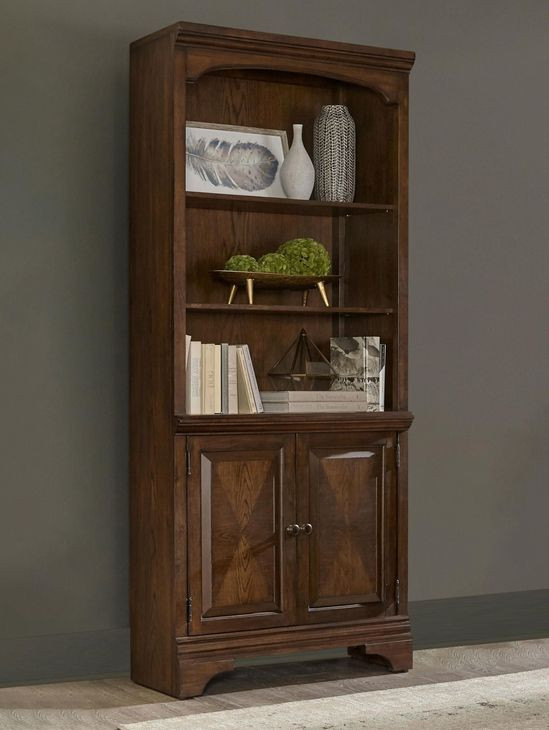 Hartshill Burnished Oak Bookcase With Cabinet