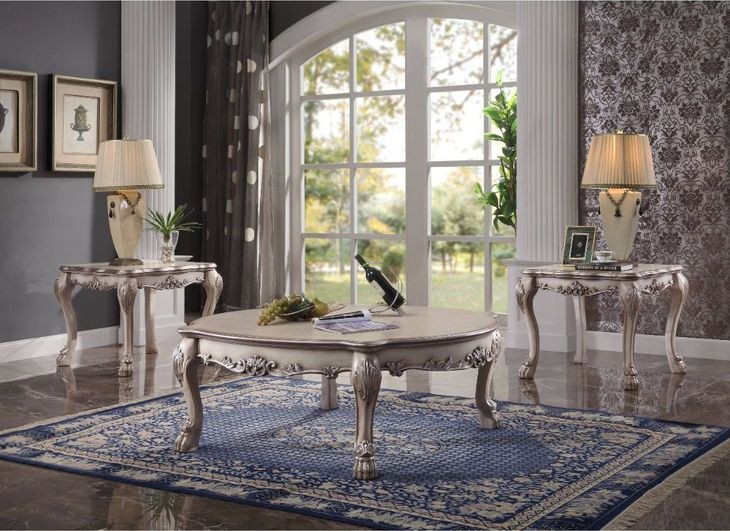Dresden Vintage Bone White Oval Cocktail Table