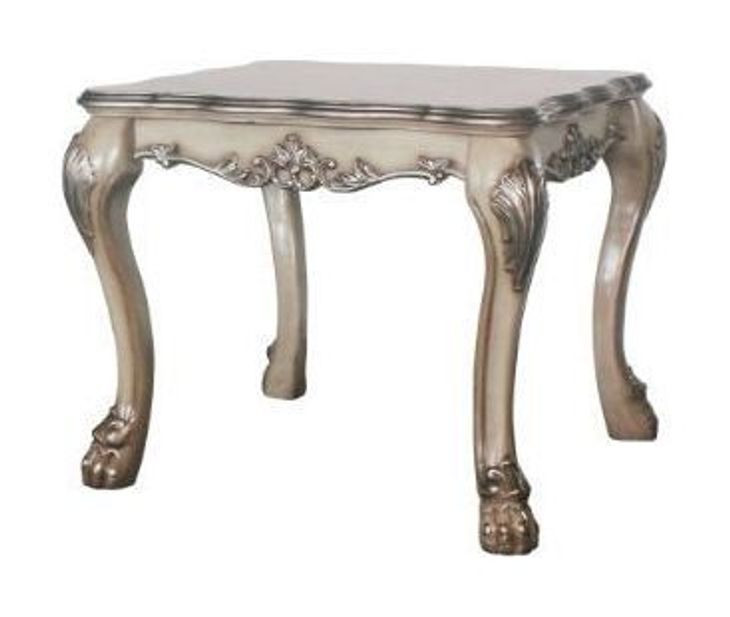 Dresden Vintage Bone White Square End Table