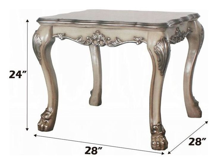 Dresden Vintage Bone White Square End Table