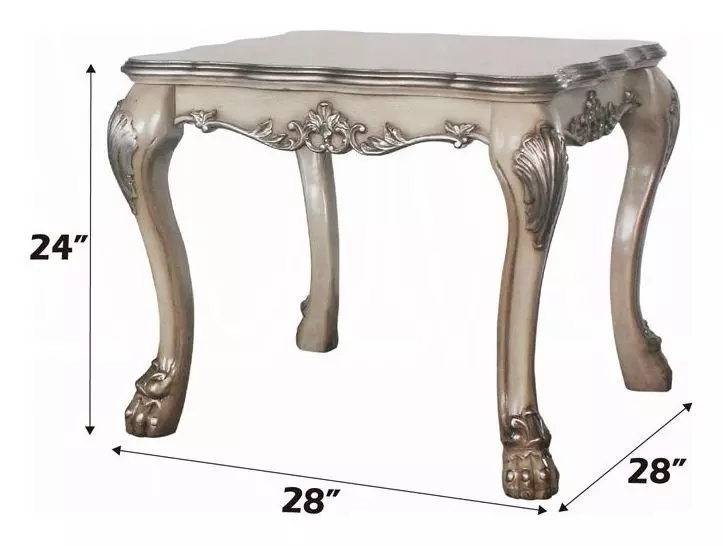 Dresden Vintage Bone White Square End Table