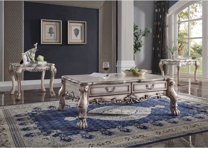 Dresden Vintage Bone White Rectangular Occassional Table Set