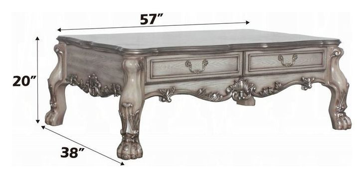 Dresden Vintage Bone White Rectangular Cocktail Table