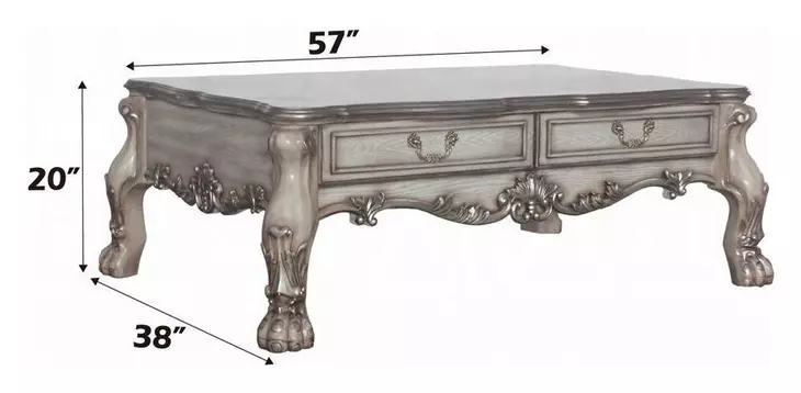 Dresden Vintage Bone White Rectangular Cocktail Table
