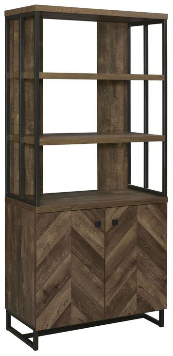 Millbrook Rustic Oak Herringbone And Gunmetal Bookcase