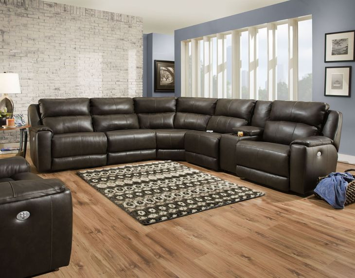 Dazzle Maximus Fossil Power Reclining Sectional with Power Headrest