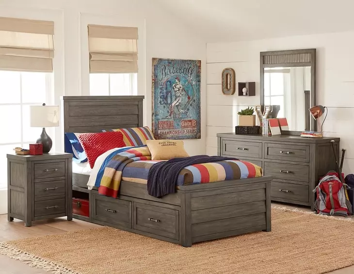 Bunkhouse Aged Barnwood Full Panel Bed
