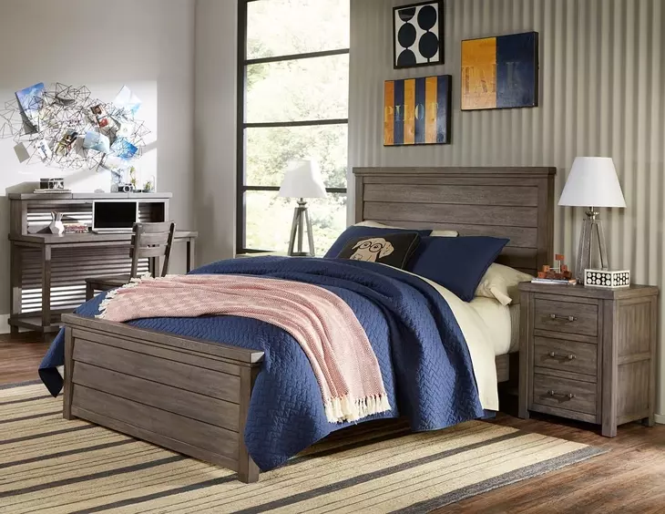 Bunkhouse Aged Barnwood Full Panel Bed