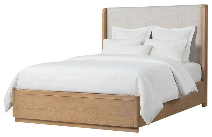 Modena Natural and Cream Full Upholstered Panel Bed
