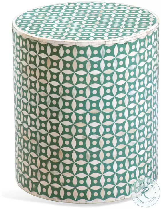 Finch White And Seagreen Accent Table