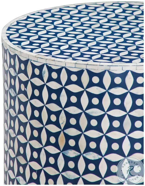 Attic White And Blue Accent Table