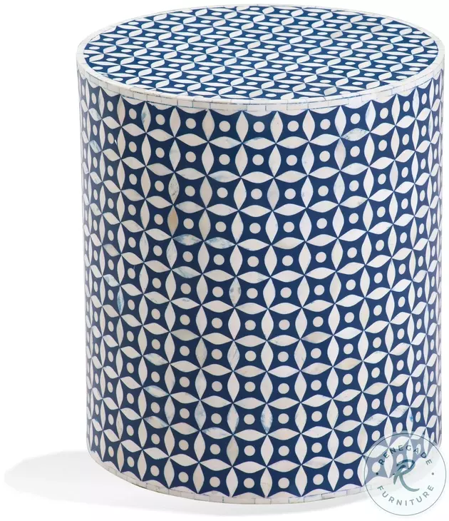 Attic White And Blue Accent Table