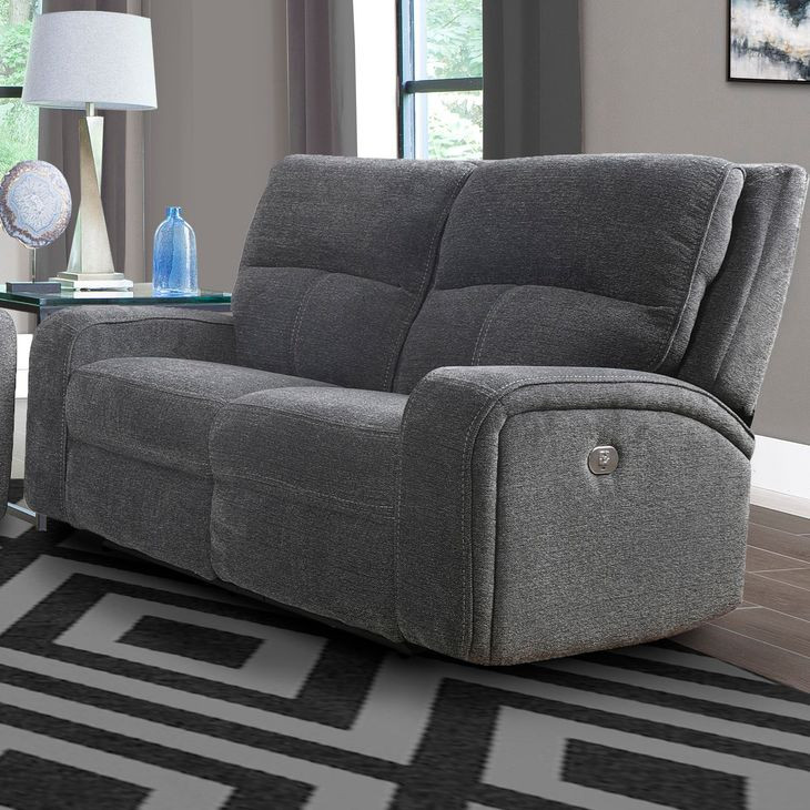 Nova Bizmark Gray Performance Fabric 63" Power Reclining Loveseat