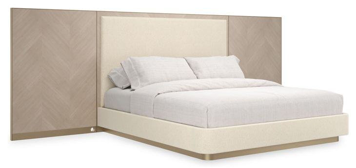 Anthology Beige and Dry Martini King Upholstered Panel Bed with Wings
