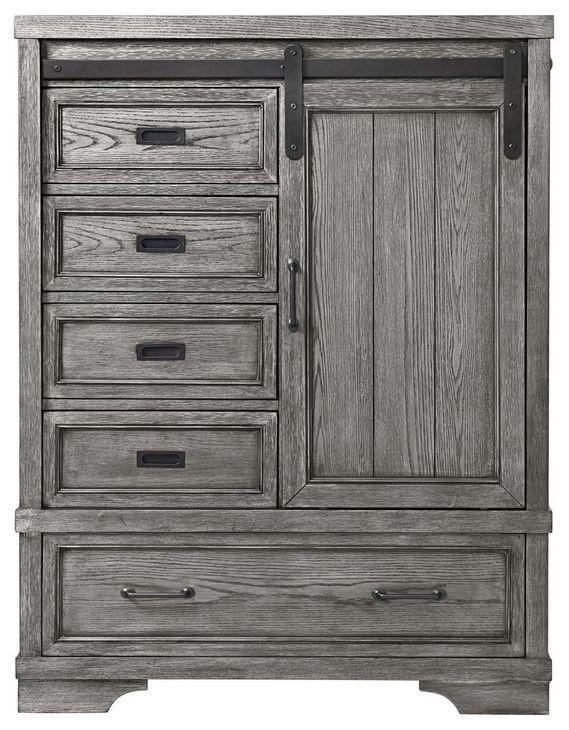 Foundry Brushed Pewter 5 Drawer Chifferobe