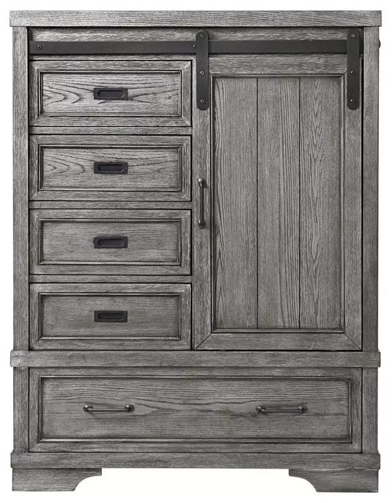 Foundry Brushed Pewter 5 Drawer Chifferobe