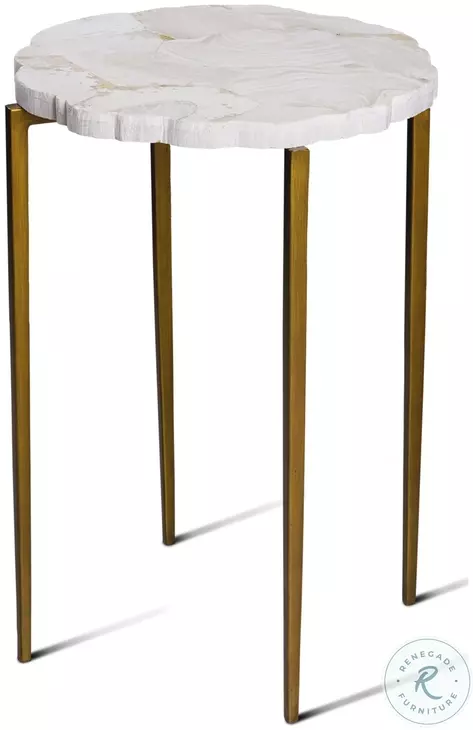 Fossil Fossil Stone Inlaid And Antique Gold Accent Table