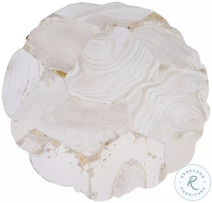 Fossil Fossil Stone Inlaid And Antique Gold Accent Table