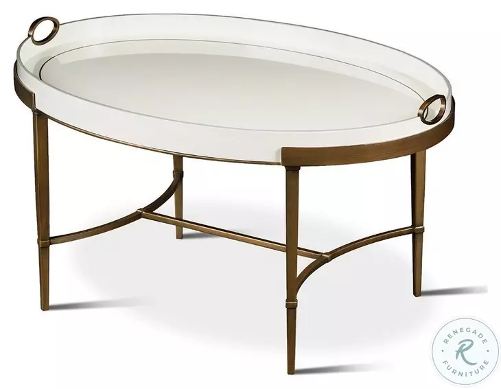 Frost Cremona And Lightly Antiqued Gold Oval Cocktail Table