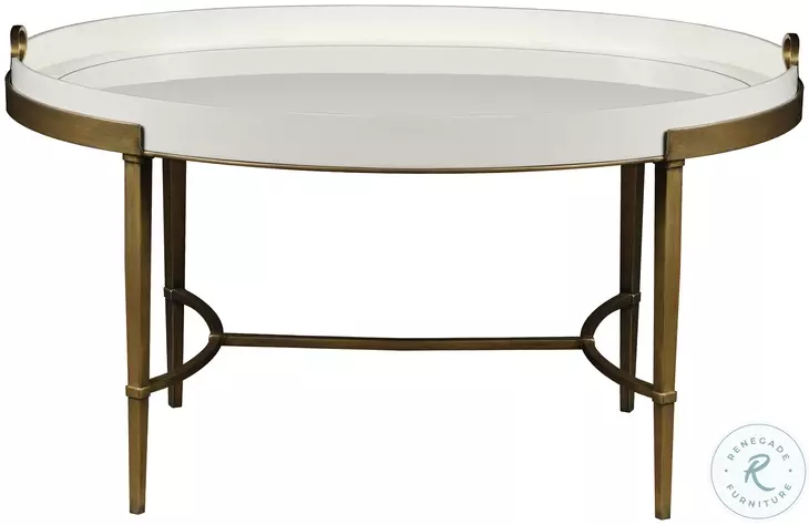 Frost Cremona And Lightly Antiqued Gold Oval Cocktail Table