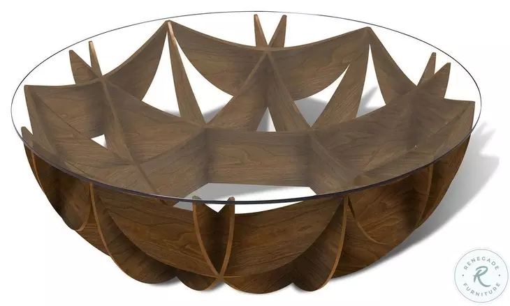 Honeycomb Glass And American Walnut Honeycomb Cocktail Table