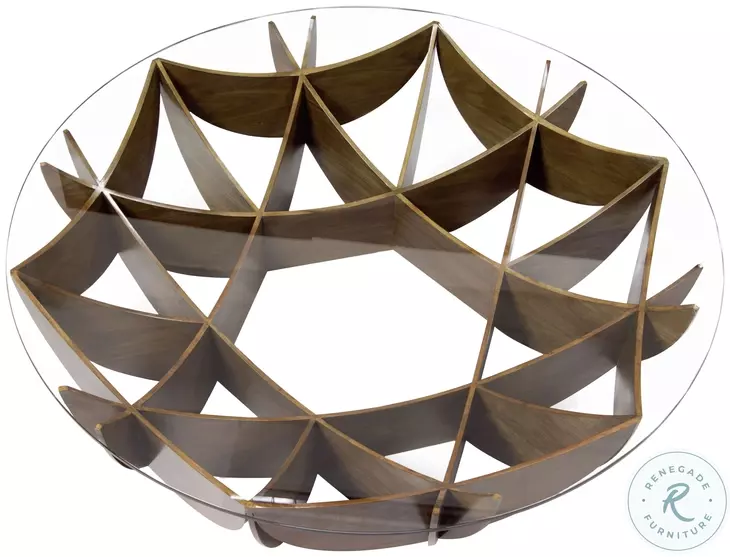 Honeycomb Glass And American Walnut Honeycomb Cocktail Table