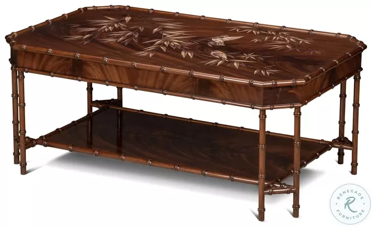 Fang Crotch Mahogany Cocktail Table
