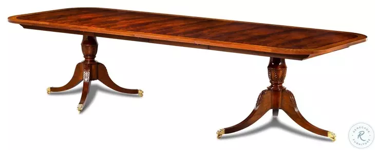 Reeded Crotch Mahogany Extendable Dining Table
