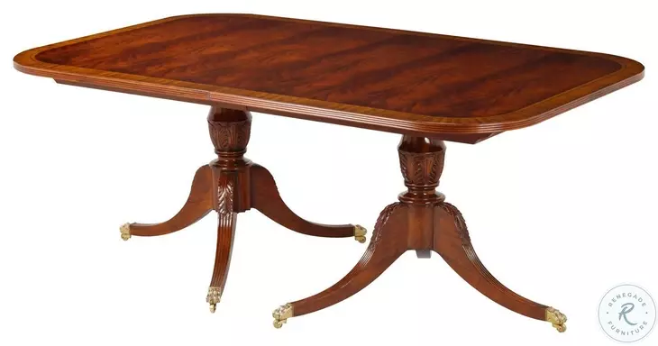 Reeded Crotch Mahogany Extendable Dining Table